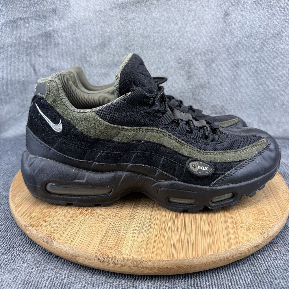 Nike Air Max 95 Shoes Mens Size 9 Black Olive Suede Running Sneakers AH8444-001